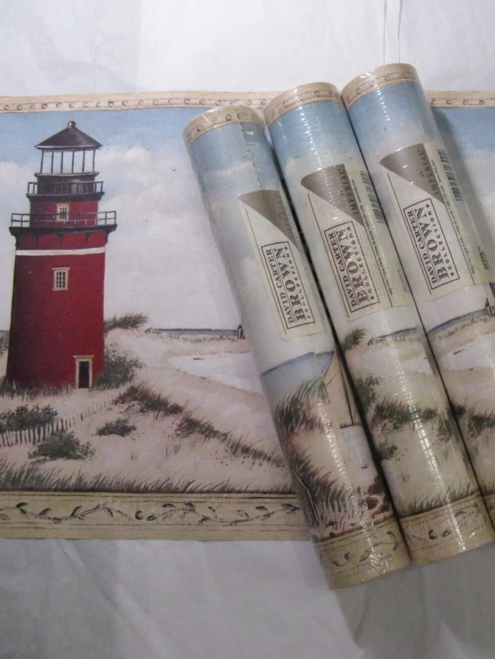 David Carter Brown Lighthouse Wallpaper Border 4 Rolls Nautical Seashore DC2082B